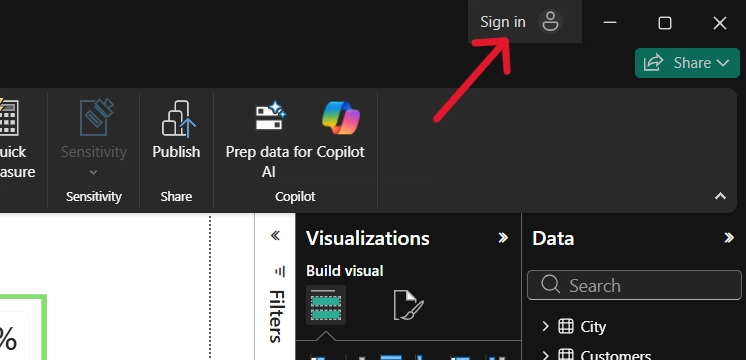Đăng nhập vào Power BI Desktop