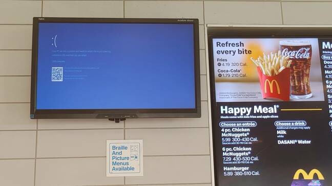 Màn hình đơn hàng McDonald's hiện lỗi Màn hình xanh chết chóc của Windows