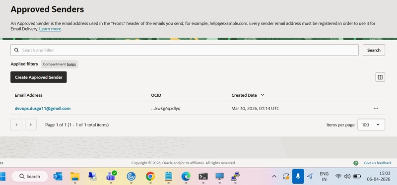Tạo Approved Sender trong OCI