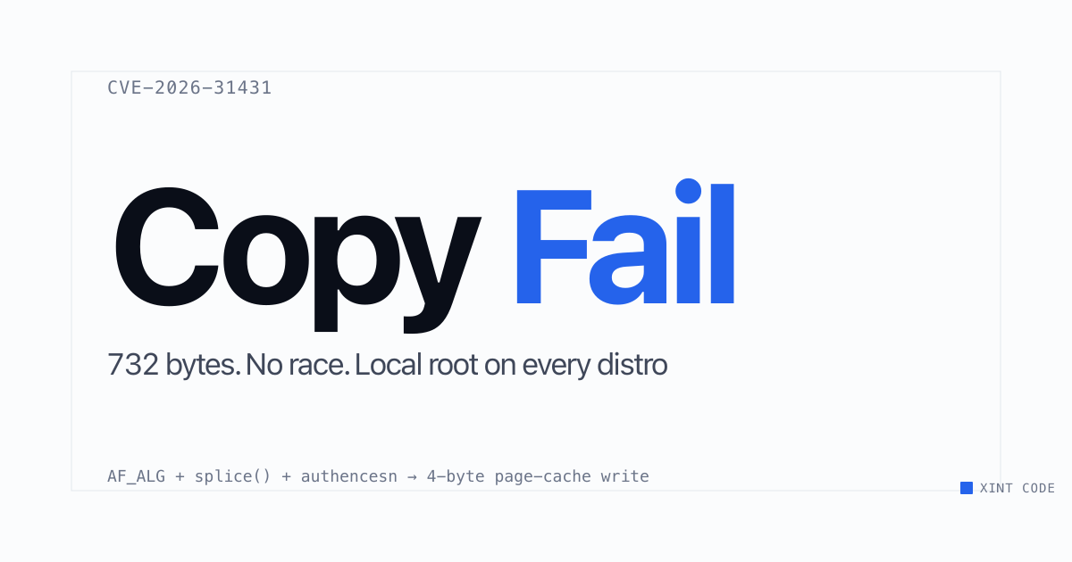 Copy Fail: Lỗ hổng CVE-2026-31431 cho phép leo thang đặc quyền root trên mọi bản phân phối Linux