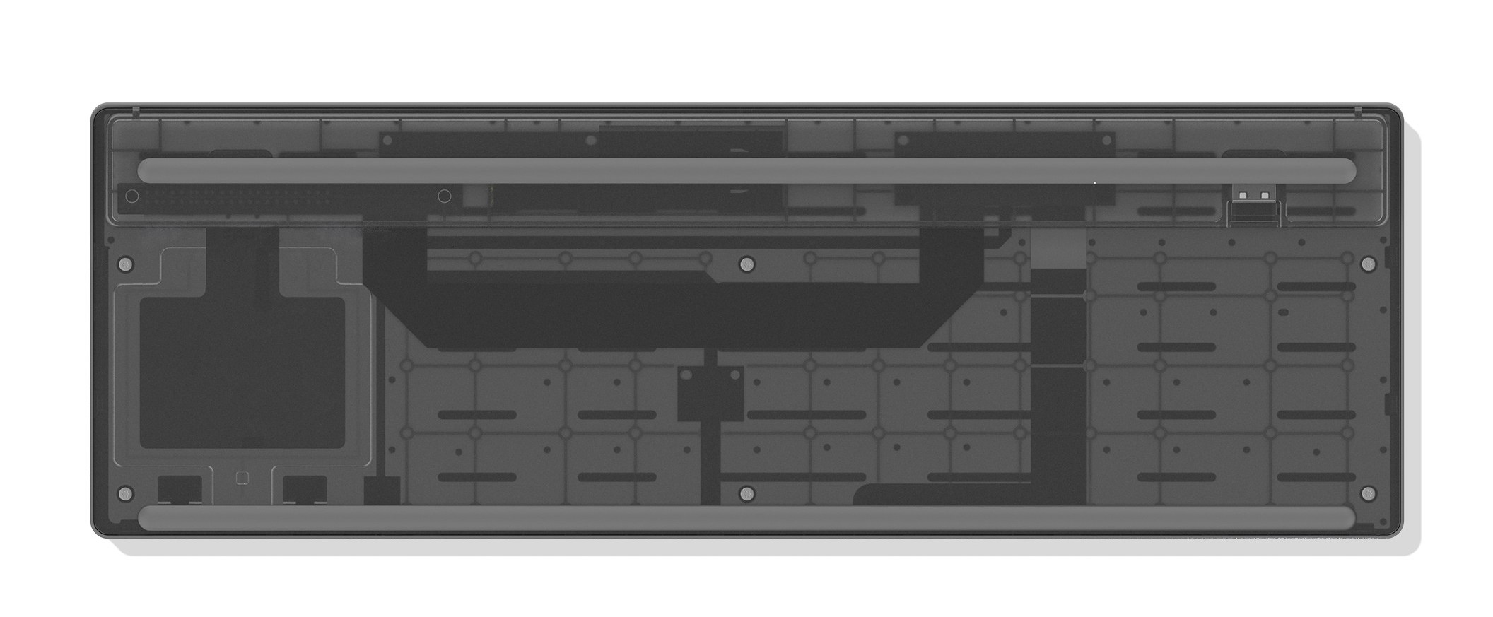 Mặt sau của bàn phím với cổng kết nối