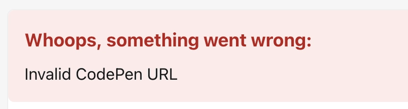 Thông báo lỗi khi nhúng CodePen trên DEV