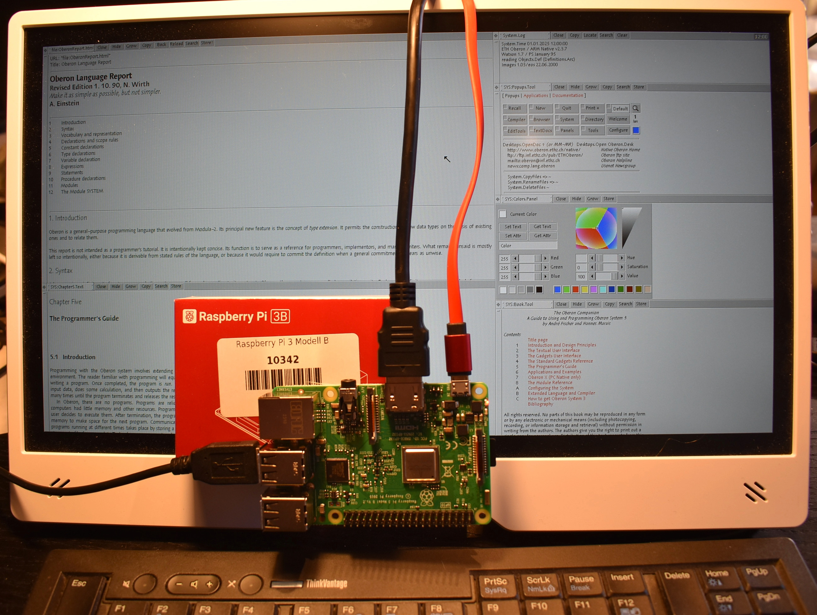 Hình ảnh Oberon System 3 chạy trên màn hình Raspberry Pi