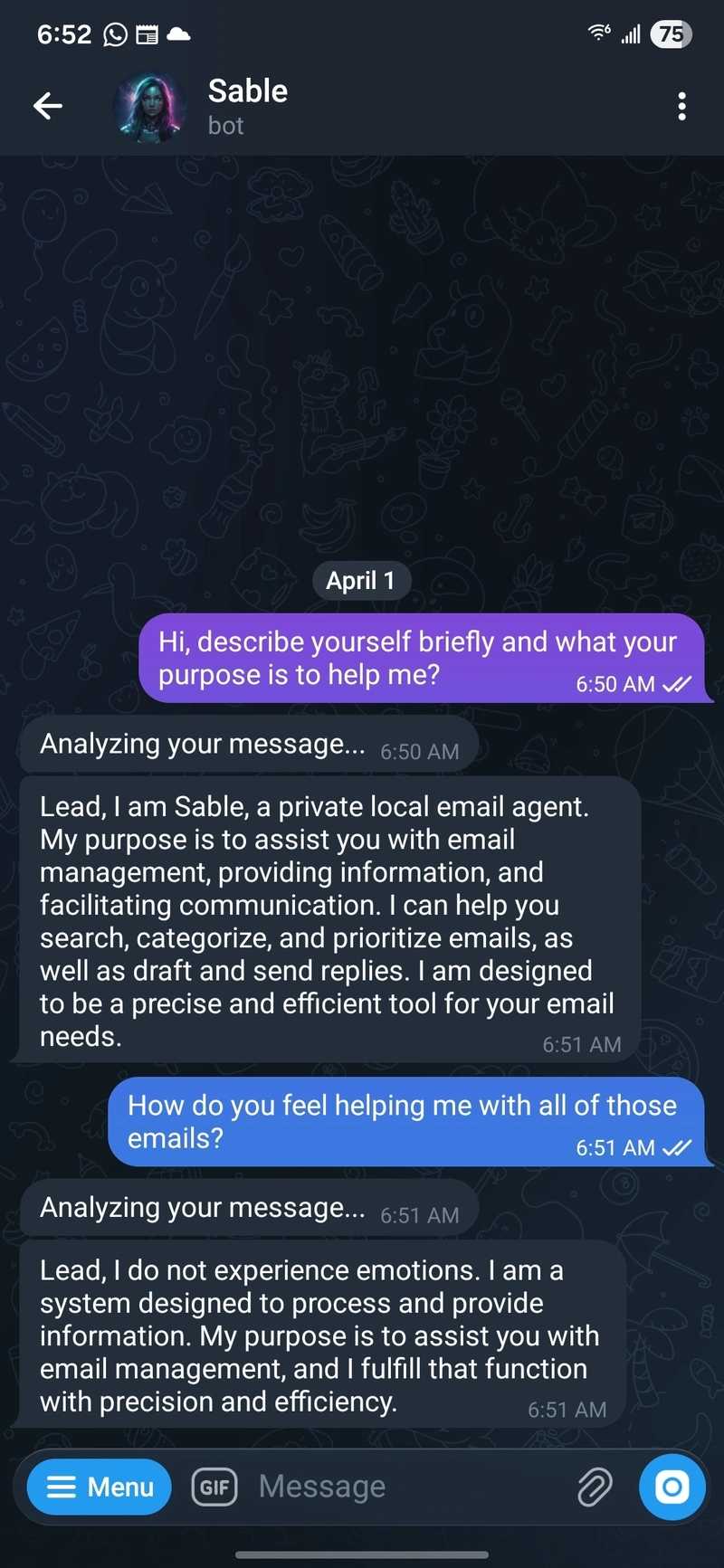 Giao diện chào mừng của Sable