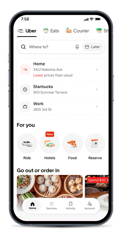 Tính năng đặt phòng khách sạn trên Uber