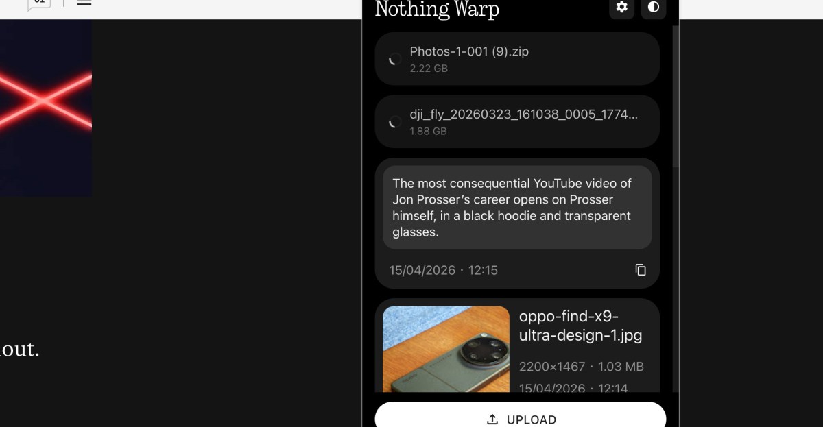 Nothing ra mắt Warp: Ứng dụng chia sẻ file xuyên suốt giữa Android và Mac/PC