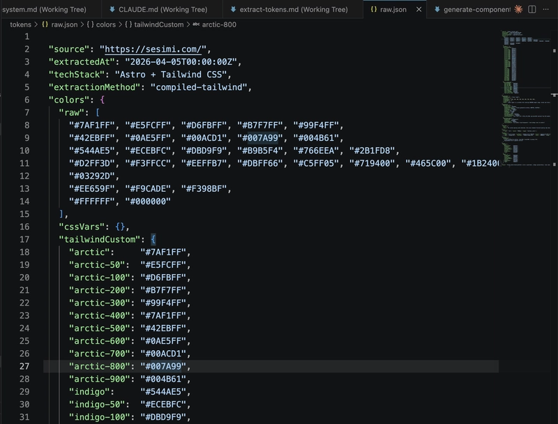 Tệp raw.json được tạo ra