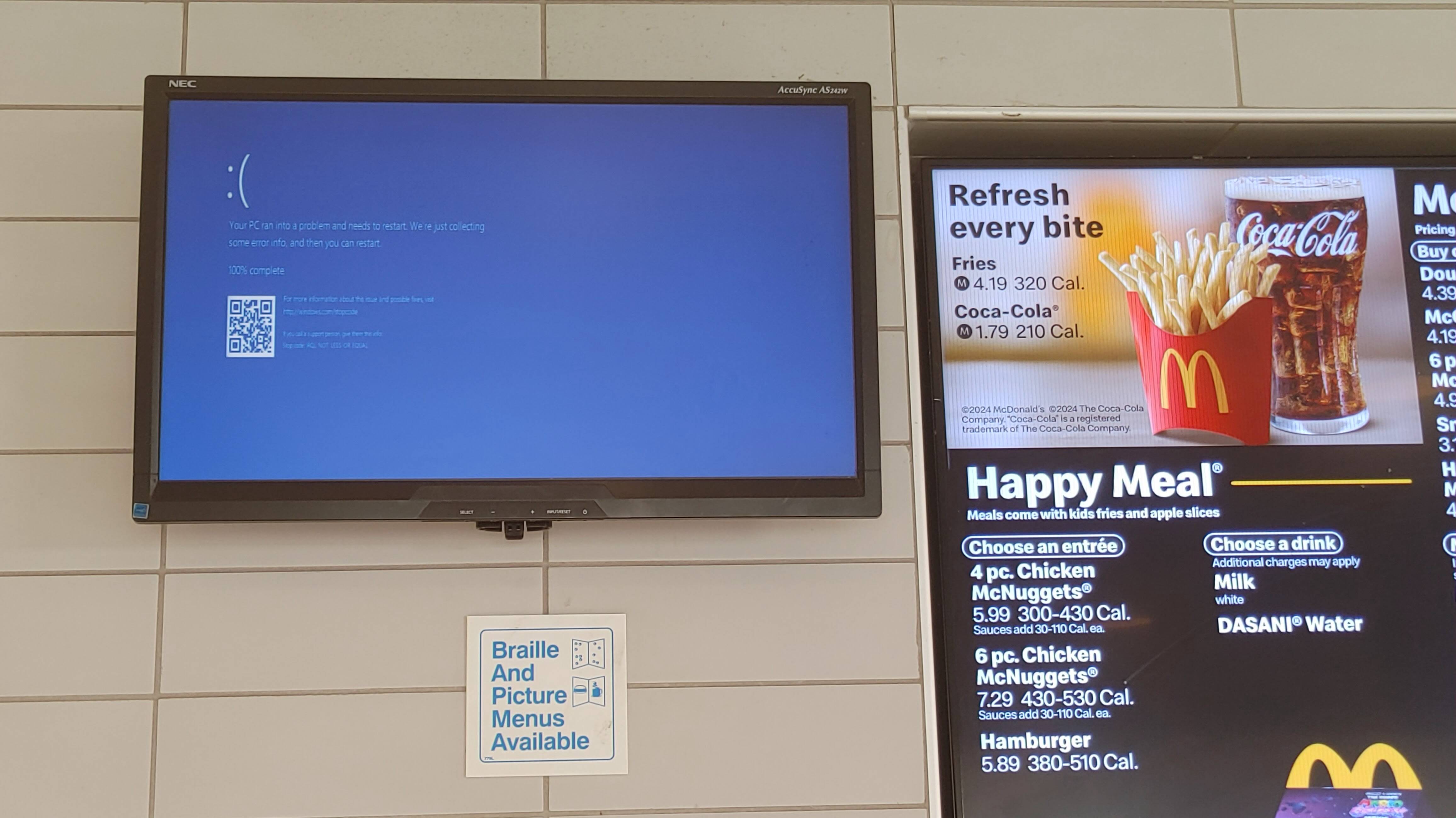 Màn hình xanh chết chóc của Windows xuất hiện tại hệ thống đặt món McDonald's ở California