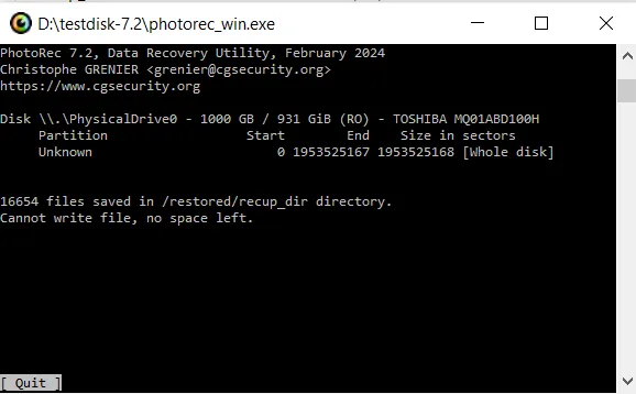 Quá trình quét đang diễn ra