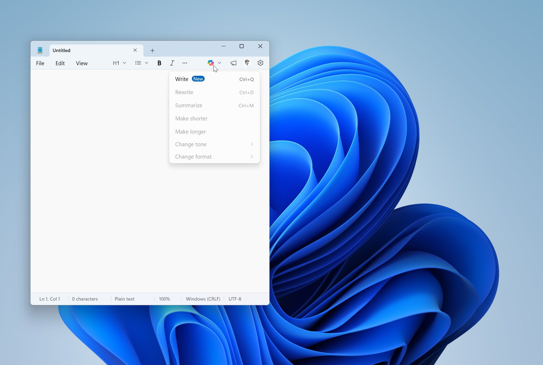 Giao diện Notepad mới