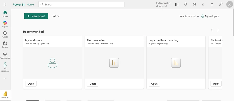 Trang chủ dịch vụ Power BI