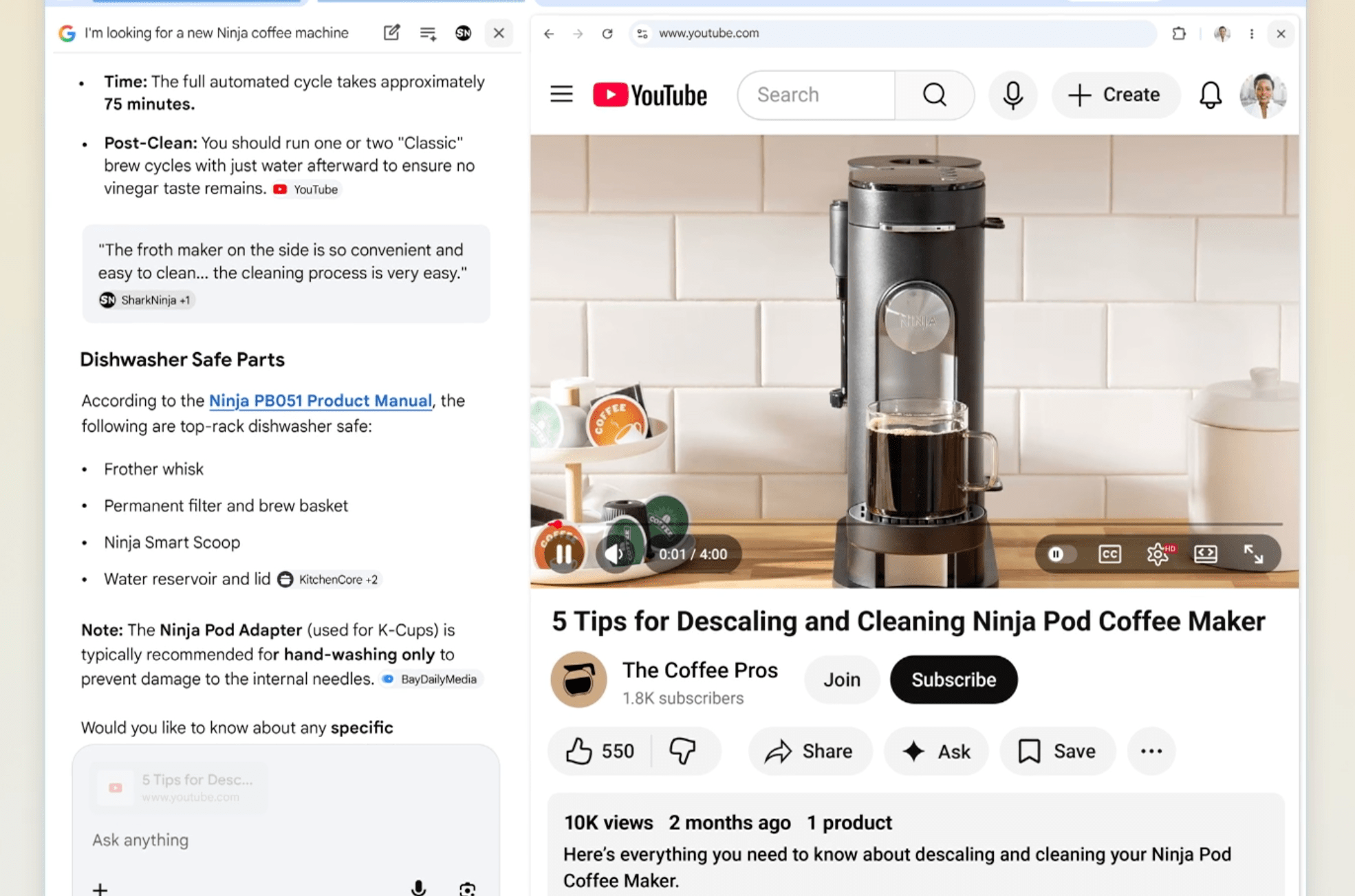 Giao diện AI Mode song song