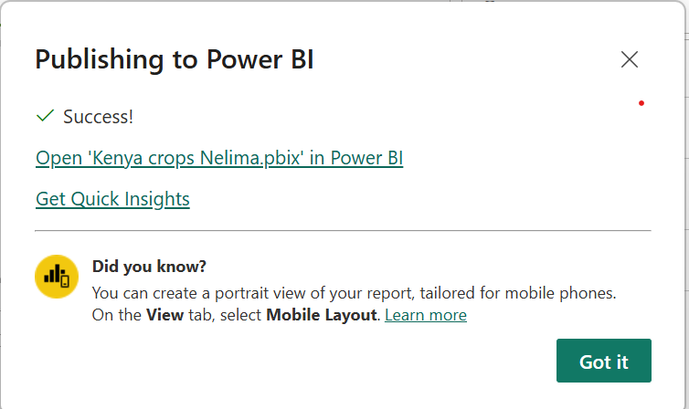 Thông báo sau khi tải báo cáo lên thành công