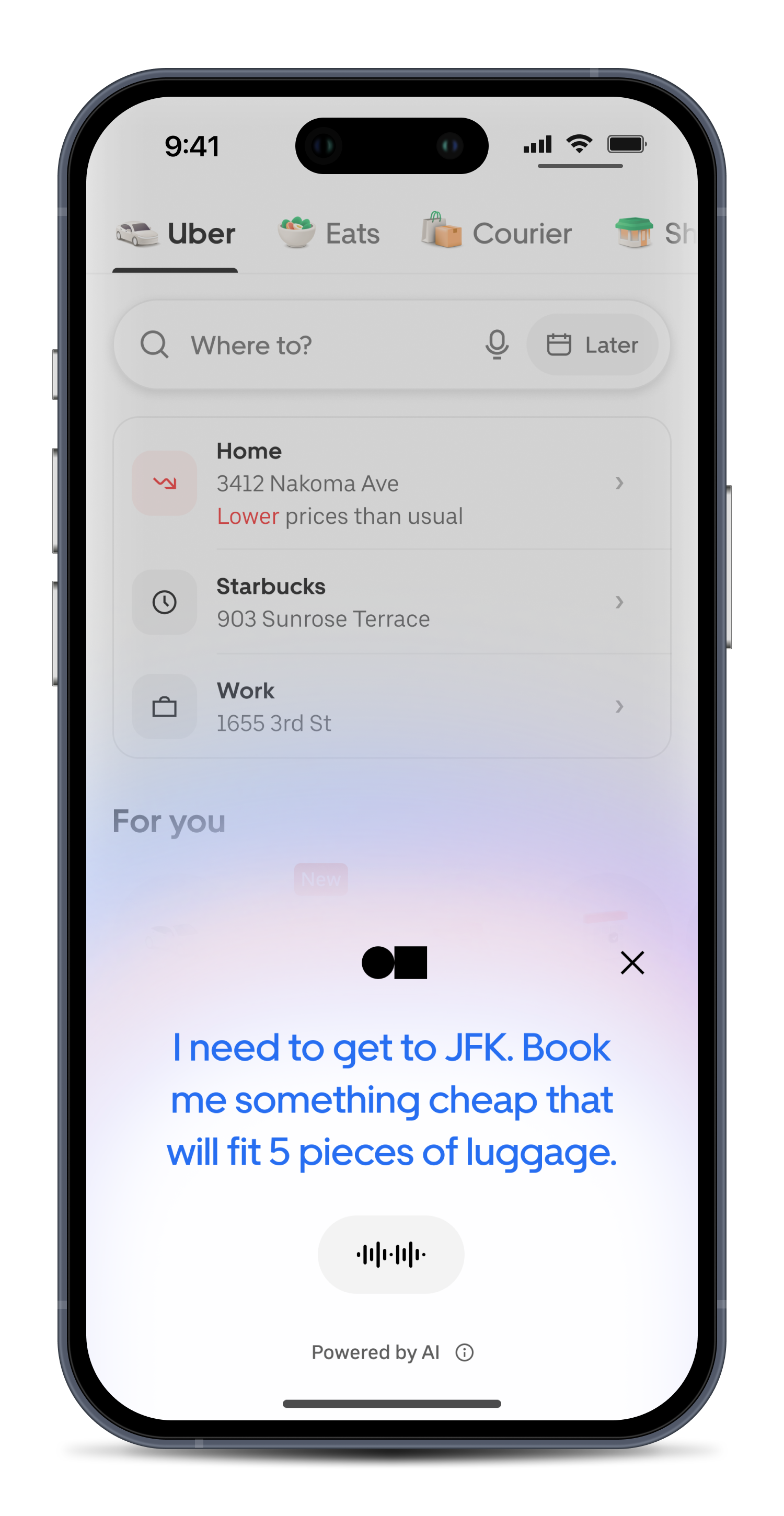 Tìm kiếm bằng giọng nói trên Uber