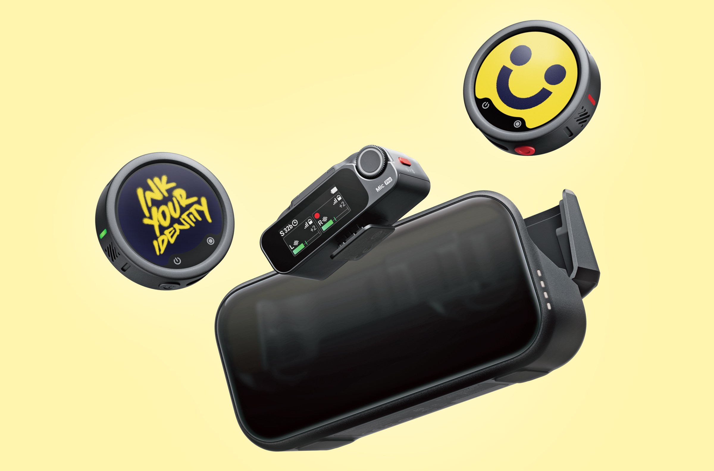 Màn hình E Ink trên Insta360 Mic Pro