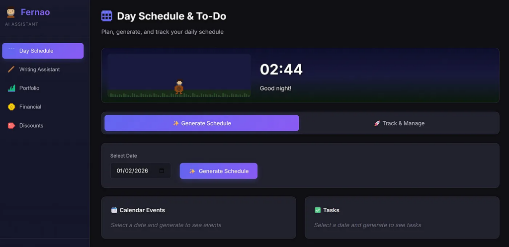 Giao diện chính của Fernão
