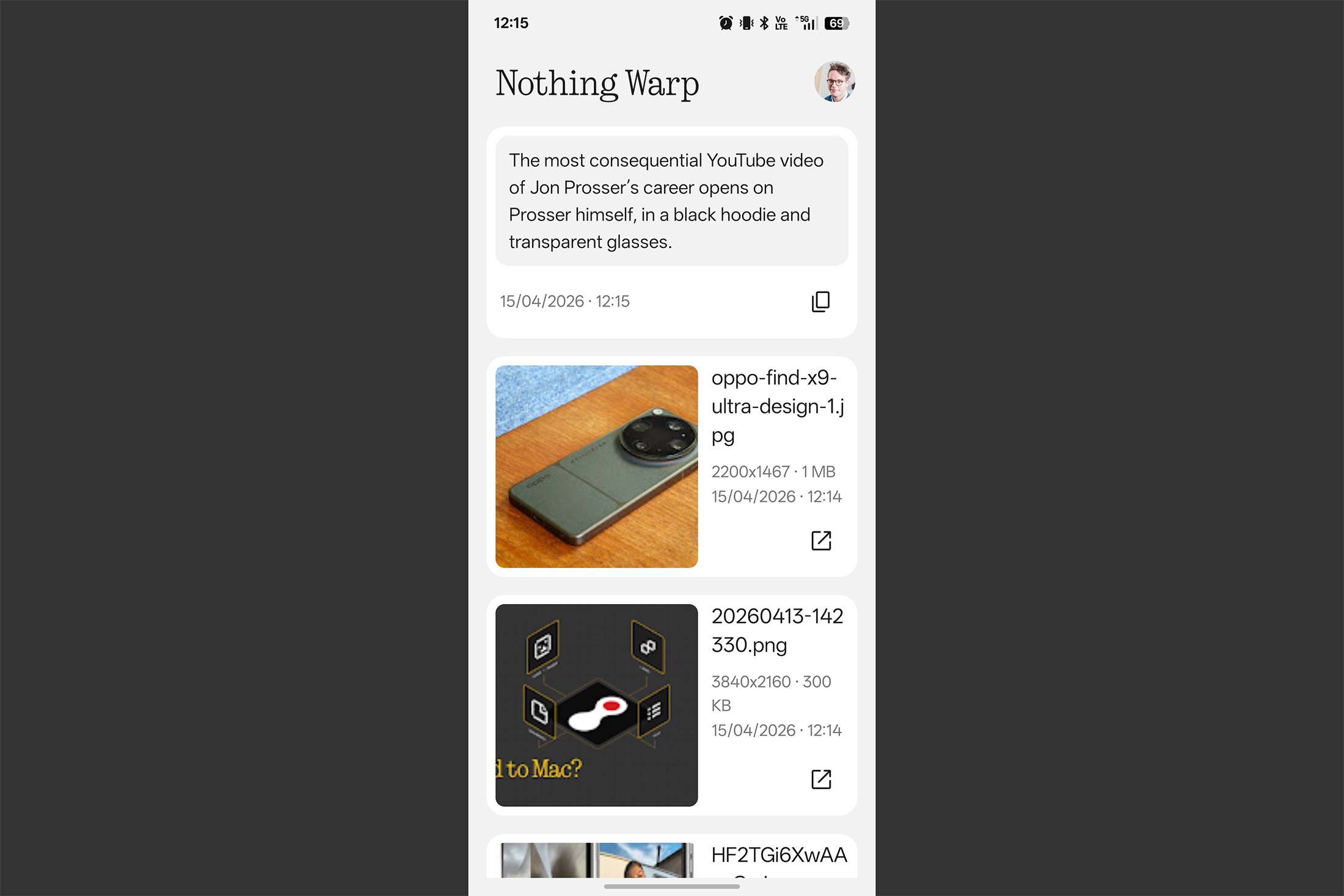 Giao diện ứng dụng Nothing Warp trên Android