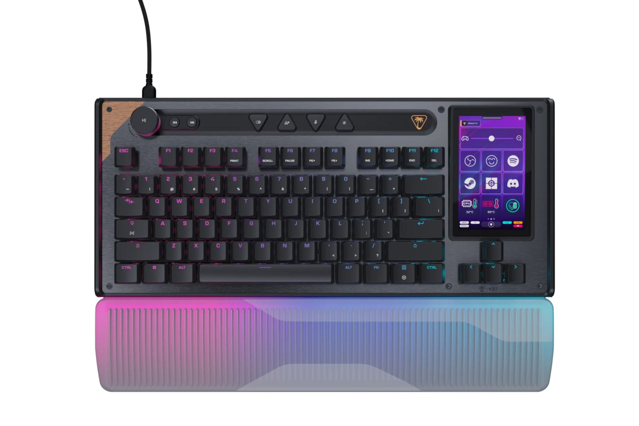 Bàn phím cơ Turtle Beach KB7 với màn hình cảm ứng lớn thay thế phím số