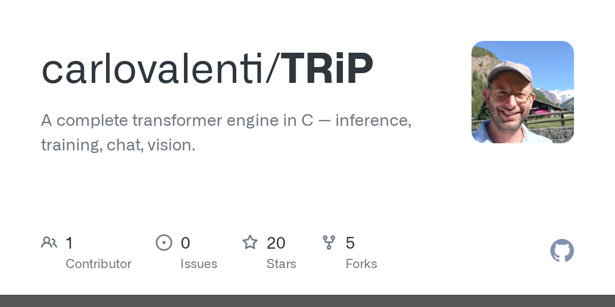 TRiP: Động cơ AI Transformer hoàn chỉnh viết bằng ngôn ngữ C từ con số 0