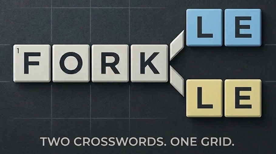 Forkle: Trò chơi ô chữ kép nơi hai câu đố chia sẻ cùng một lưới