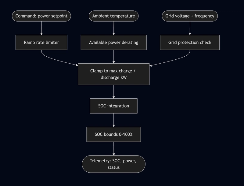 Mô hình BESS với kiểm soát công suất và SOC