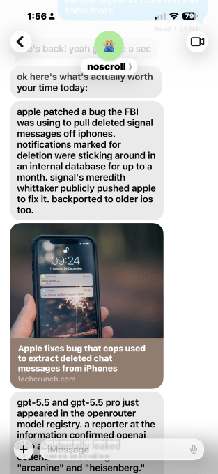 Màn hình demo của Noscroll