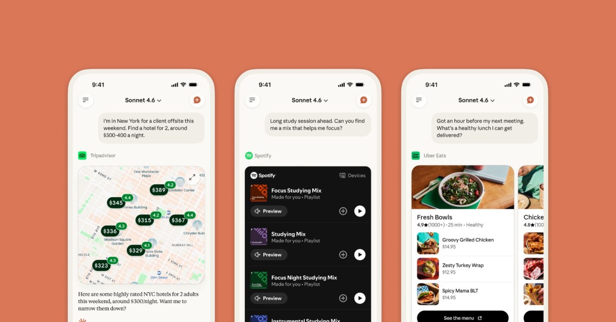 Claude kết nối trực tiếp với ứng dụng cá nhân như Spotify, Uber Eats và TurboTax