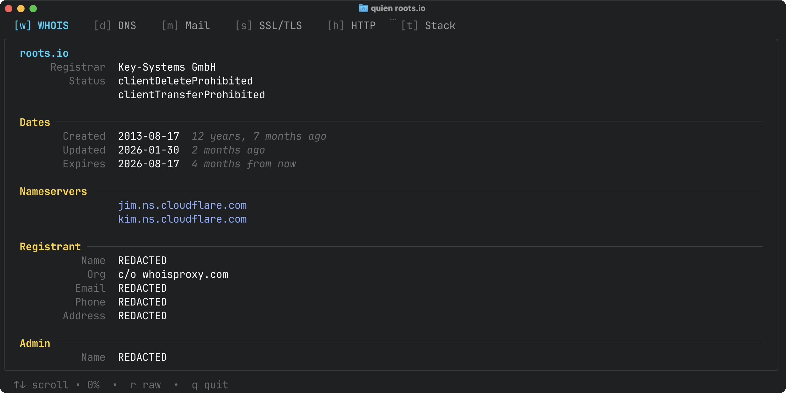 Quien: Công cụ tra cứu WHOIS và thông tin mạng toàn diện với giao diện TUI