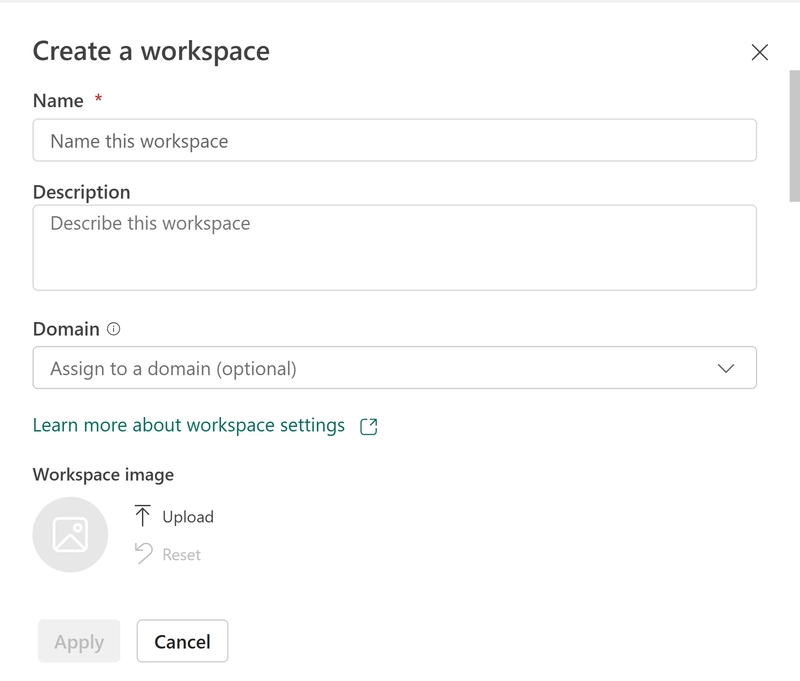 Biểu mẫu tạo Workspace