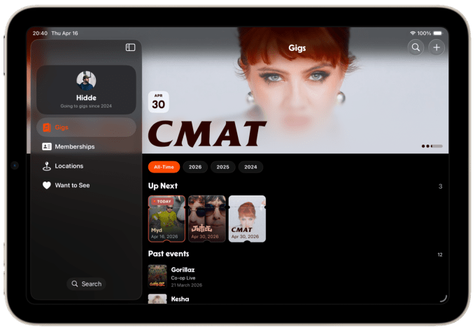 Giao diện ứng dụng Gigs