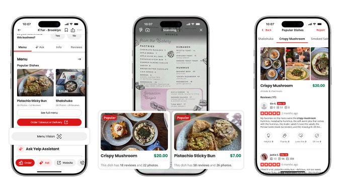 Tính năng Menu Vision của Yelp