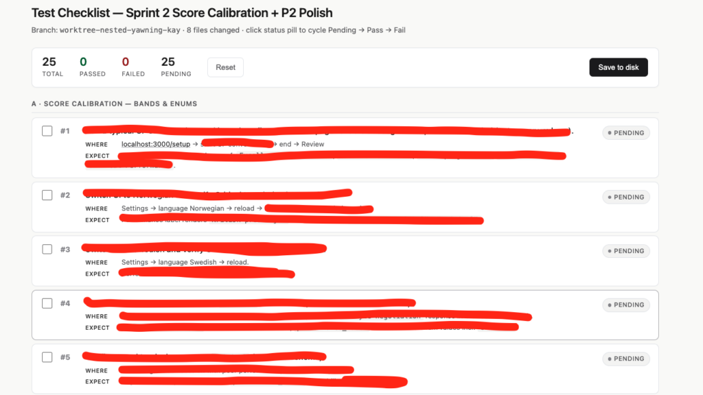Ví dụ về danh sách kiểm tra công việc