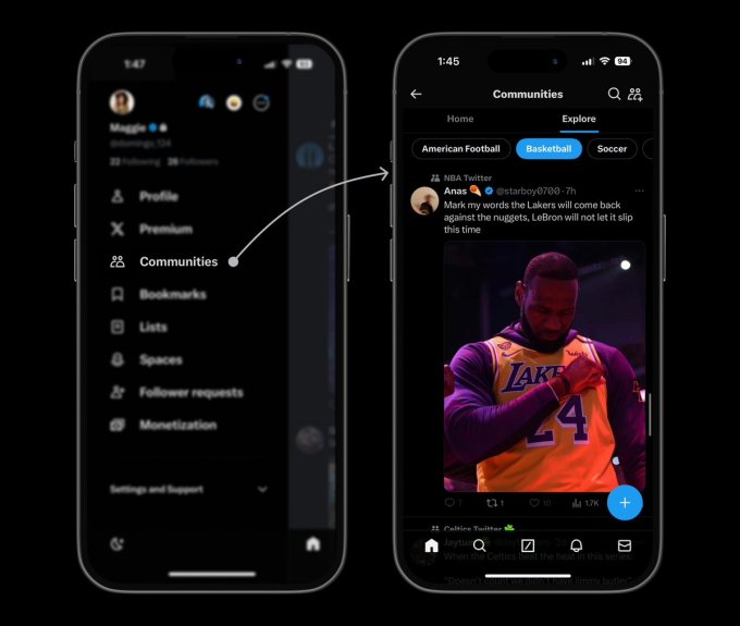 Giao diện tính năng Communities trên nền tảng X