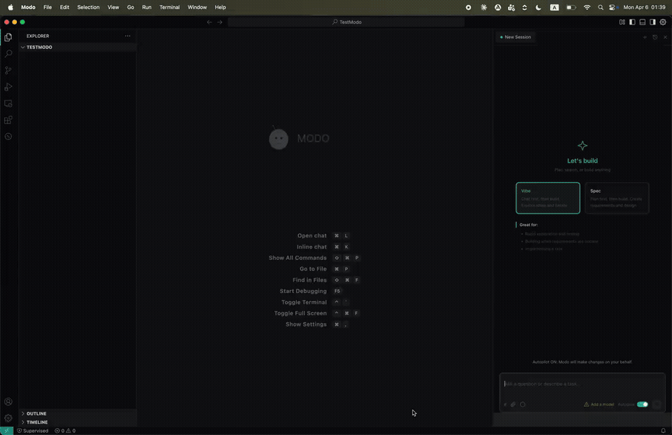 Giao diện demo của Modo