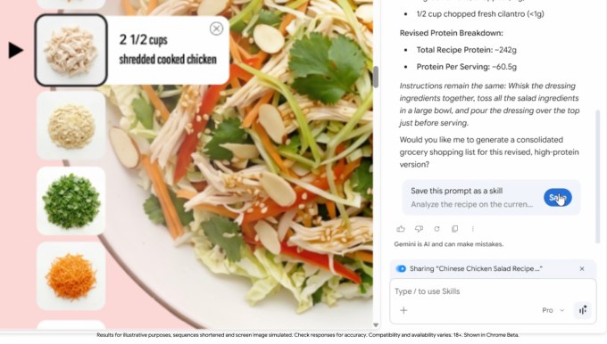 Giao diện tính năng Skills trên Chrome