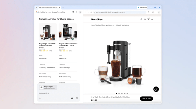 Giao diện AI Mode trên Chrome