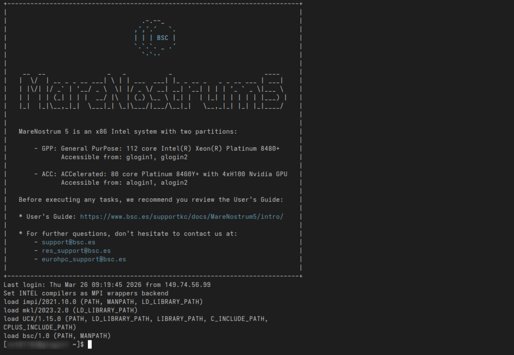Giao diện dòng lệnh khi đăng nhập vào hệ thống