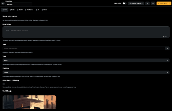 Tạo thế giới trong Voyage