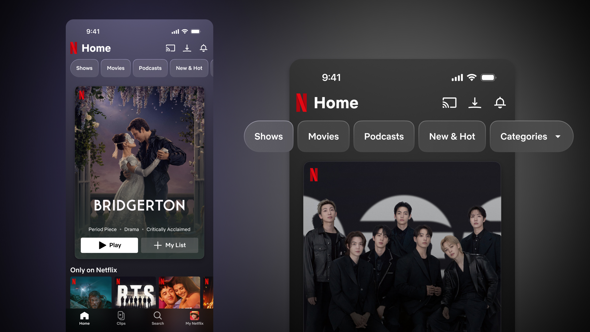 Tab Clips trên ứng dụng Netflix