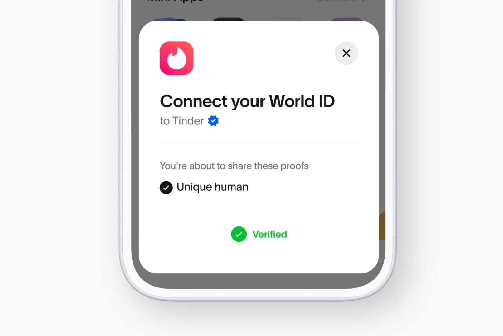 Minh họa xác thực World ID trên Tinder