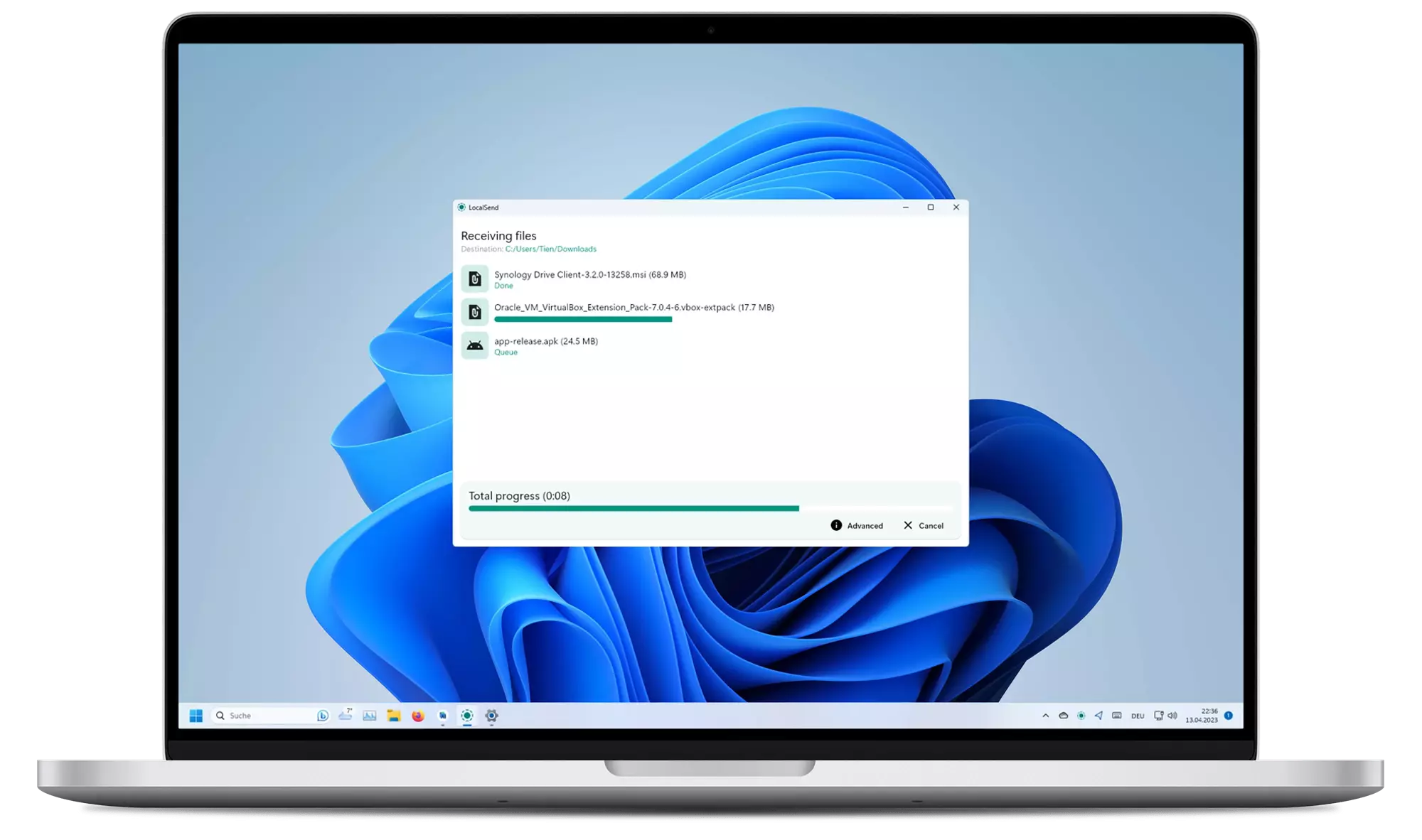 Giao diện LocalSend trên máy tính