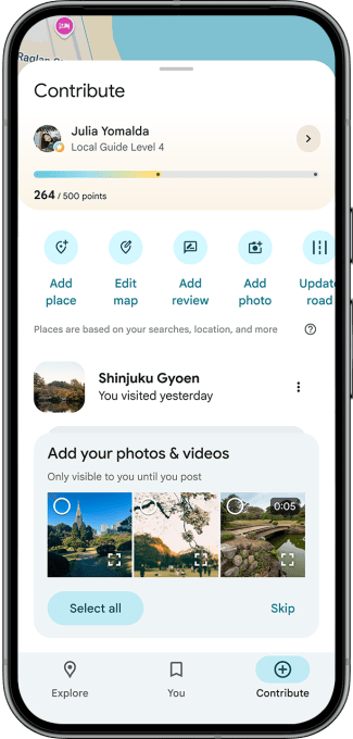 Gợi ý tự động ảnh trên Google Maps