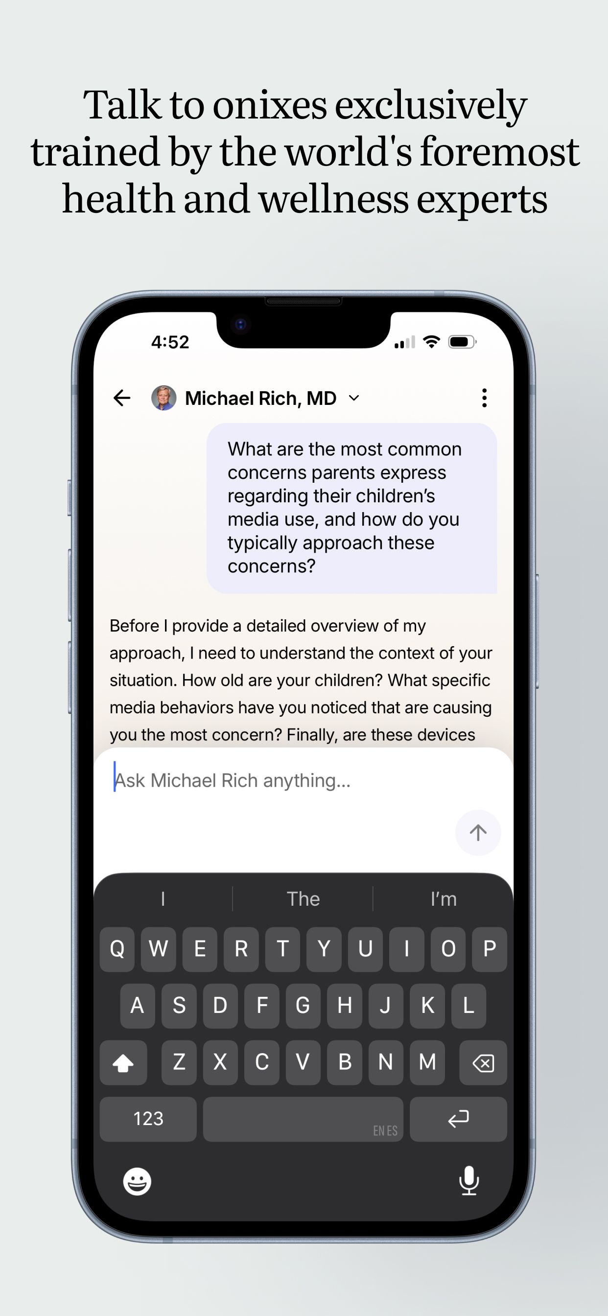 Giao diện trò chuyện với Onix