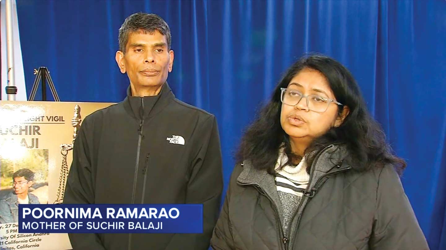 Mẹ của Suchir Balaji, Poornima Ramarao, tại một buổi tưởng niệm