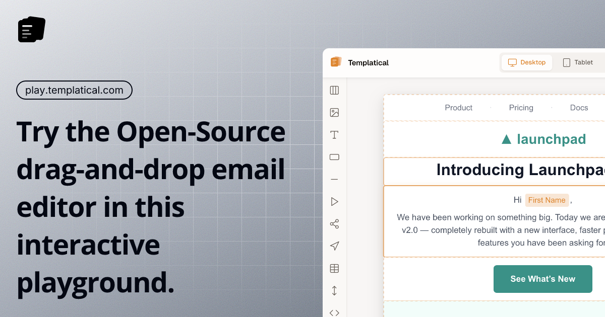 Templatical: Trình tạo Email mã nguồn mở miễn phí thay thế cho Beefree và Unlayer