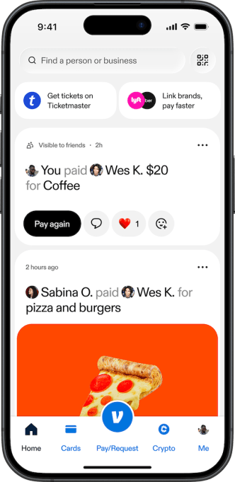 Giao diện mới của Venmo