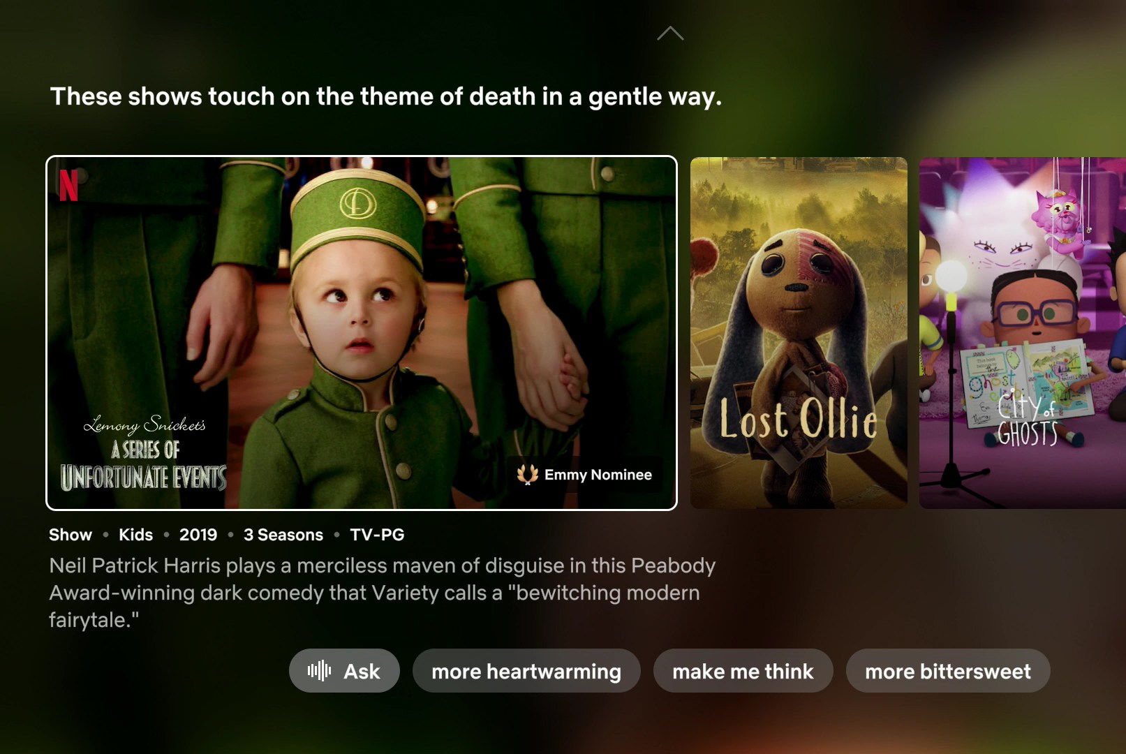 Giao diện tìm kiếm bằng giọng nói của Netflix