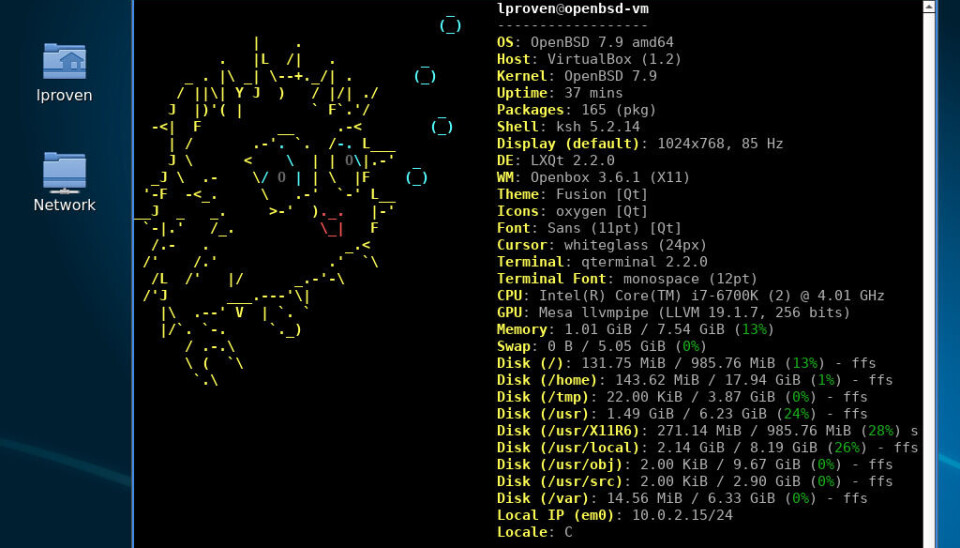 Màn hình LXQt trên OpenBSD