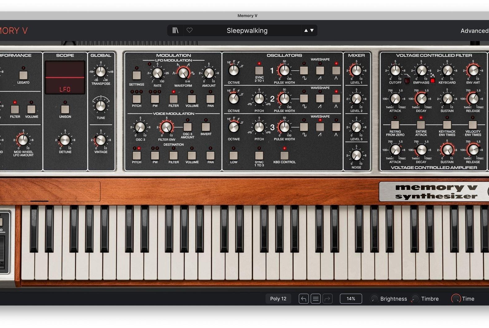 Arturia Memory V giao diện phần mềm