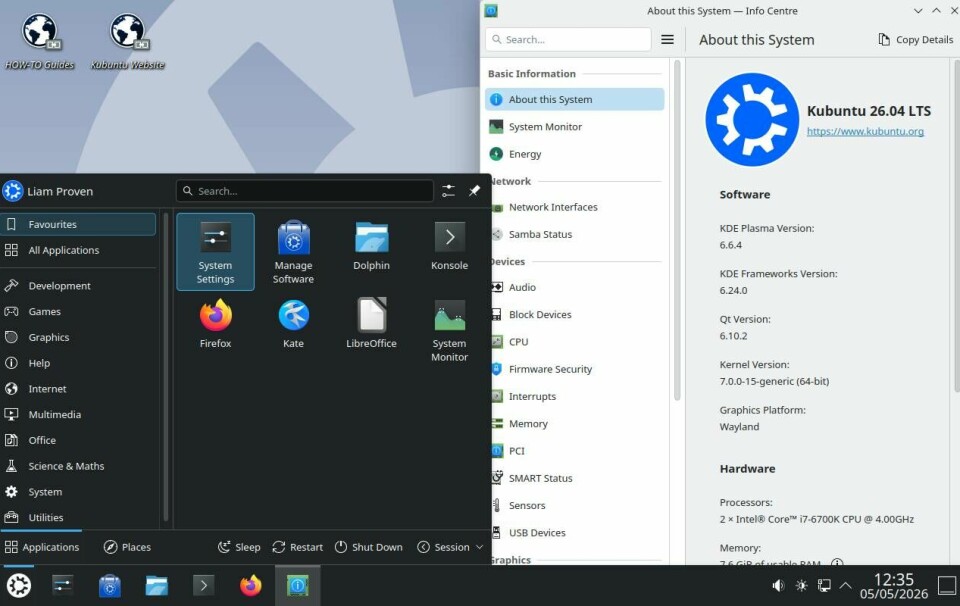 KDE Plasma 6.6 cung cấp một desktop giống Windows phong phú và có thể cấu hình, nhưng lớn hơn GNOME